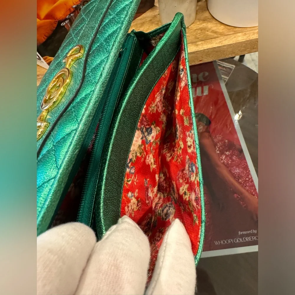 Gucci Green Long Wallet with Horsebit GG